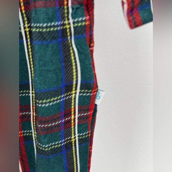 Posh Peanut New Bamboo Collared Henley Romper Green Tartan Plaid Sz 9-12 m - Picture 4 of 5